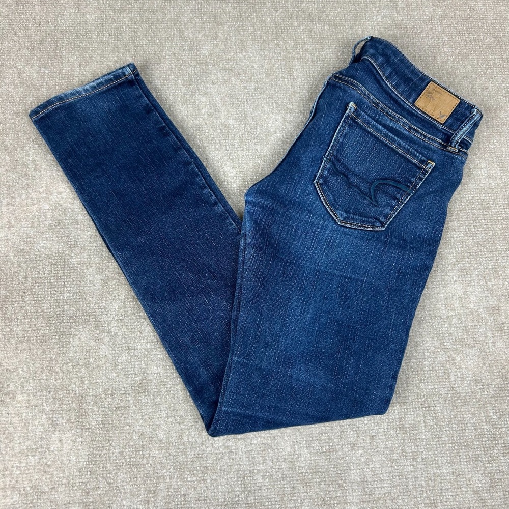 American Eagle Outfitters Jeans Womens 4 Blue Dark Wash Denim Stretch Skinny Leg